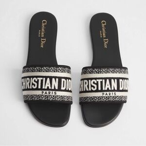 Authentic Dior Black and Off-White Slide Sandals